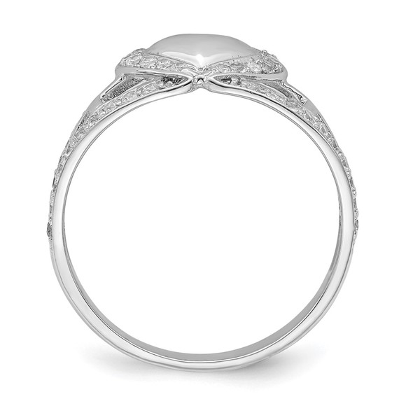 925 Sterling Silver Rhodium-plated CZ Polished Pure Heart Ring - Picture 2 of 8